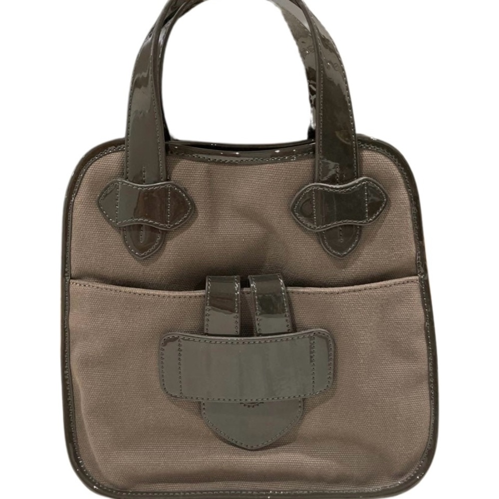 Tila March Canvas Tote – Taupe & Patent